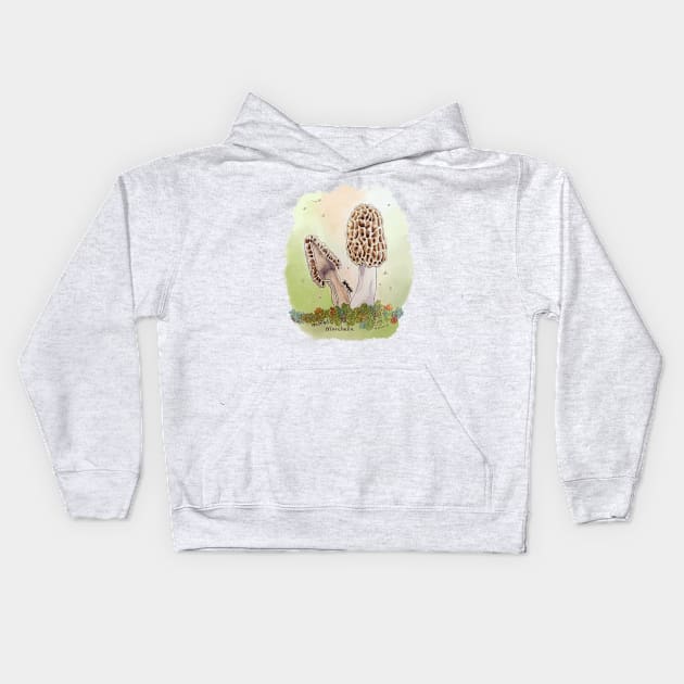 Morel Mushrooms Kids Hoodie by mernstw